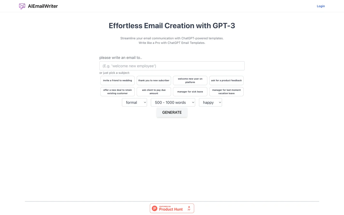 Effortless Email Creation with GPT-3 | AI Email Writer