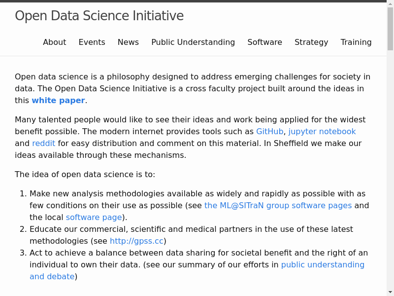 Open Data Science Initiative | The Open Data Science Initiative aims to bring the philosophy of sharing and community resource assimilation that underpins the success of the open source soft