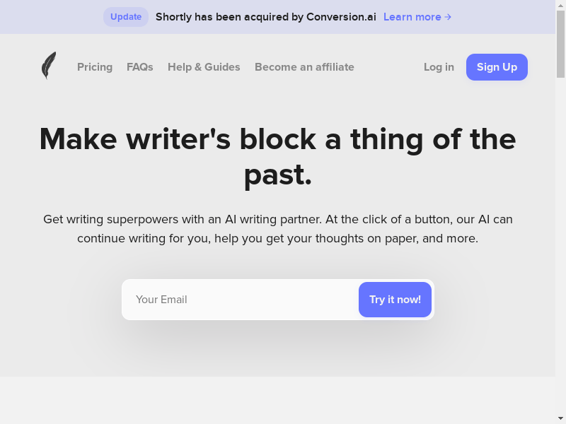 ShortlyAI | Your AI Writing Partner. Get rid of writer's block.