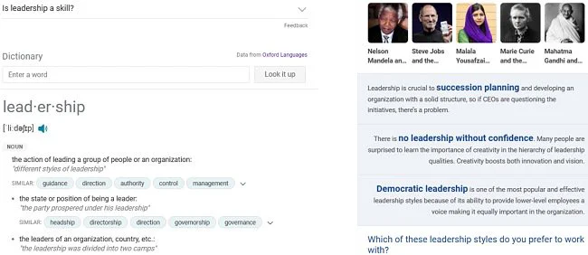 Microsoft Bing knowledge graph screenshot